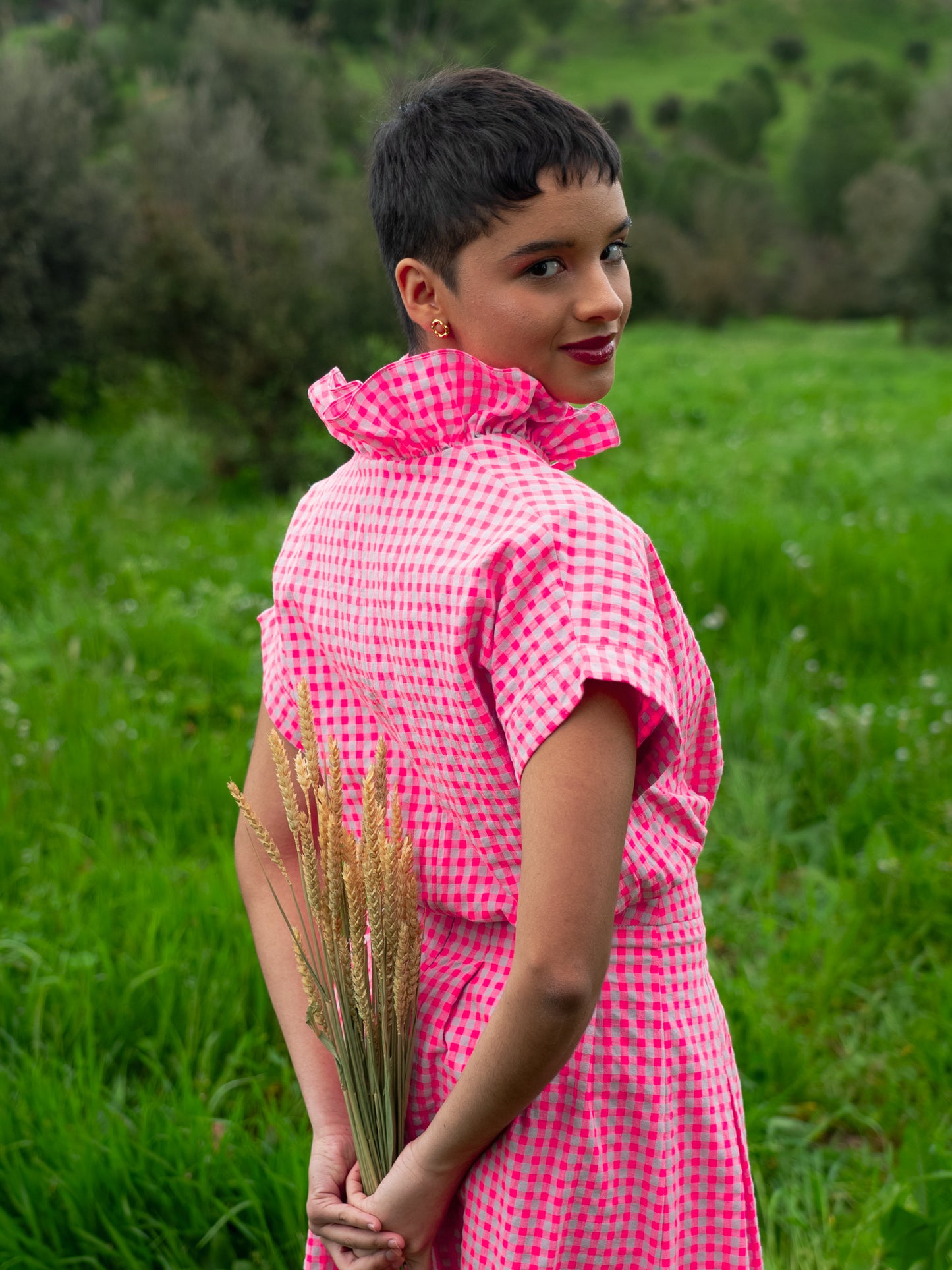 BLUSA ROSA ROMANCE GINGHAM