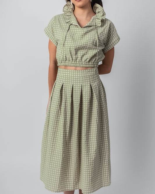 FALDA VICHY ROMANCE VERDE