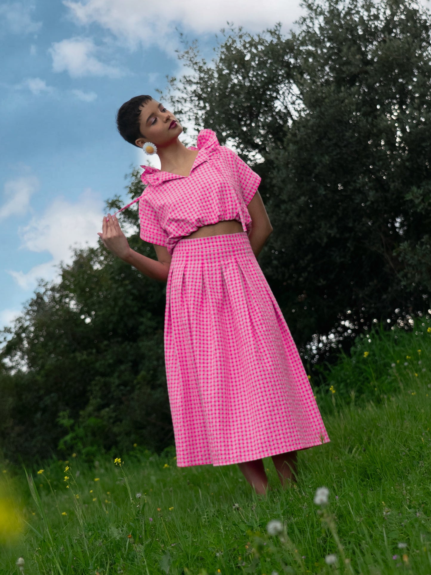 CONJUNTO DE FALDA Y TOP VICHY ROMANCE FLÚOR