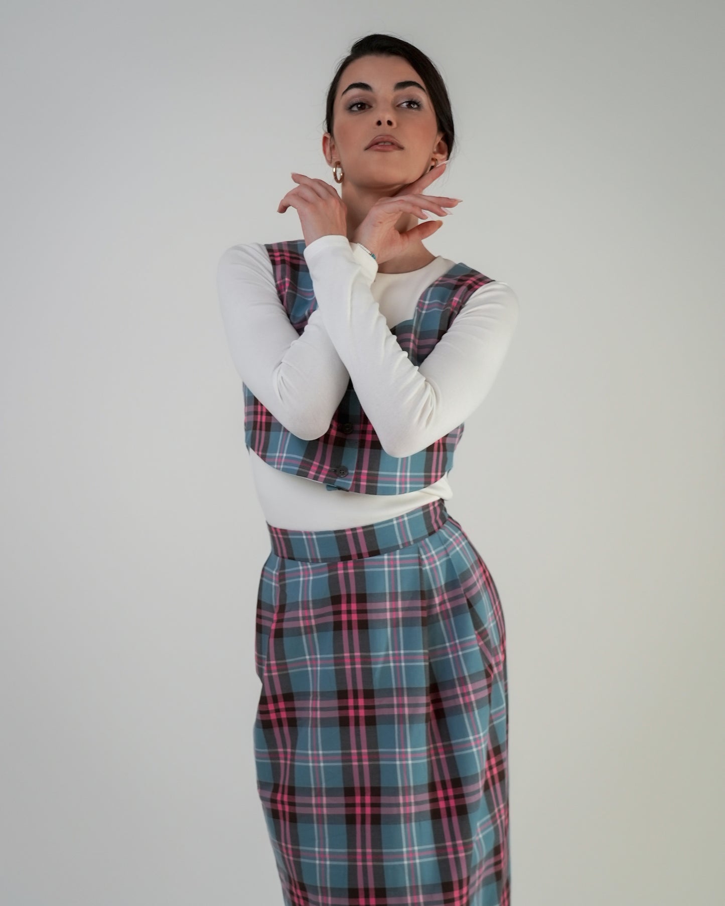 Conjunto highbloom — viyela de algodón, cuadro escocés.