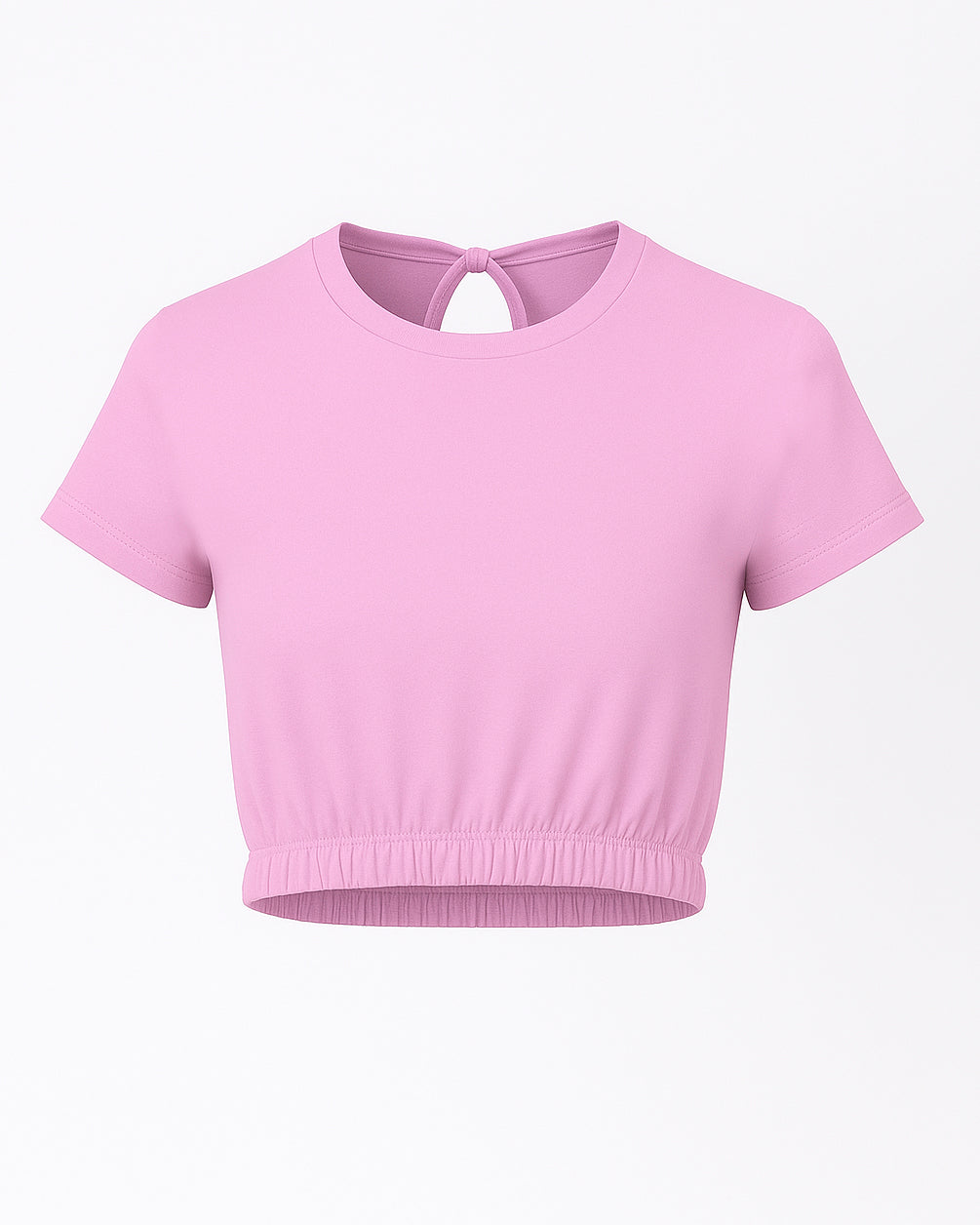 Mauve Cotton Top with Elastic Waist and Tie Detail