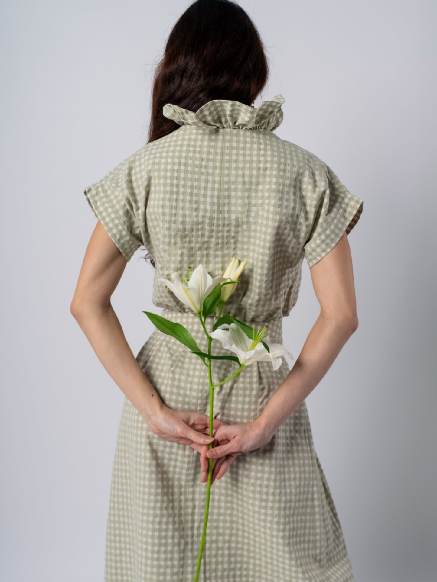 CONJUNTO DE FALDA Y TOP VICHY ROMANCE VERDE