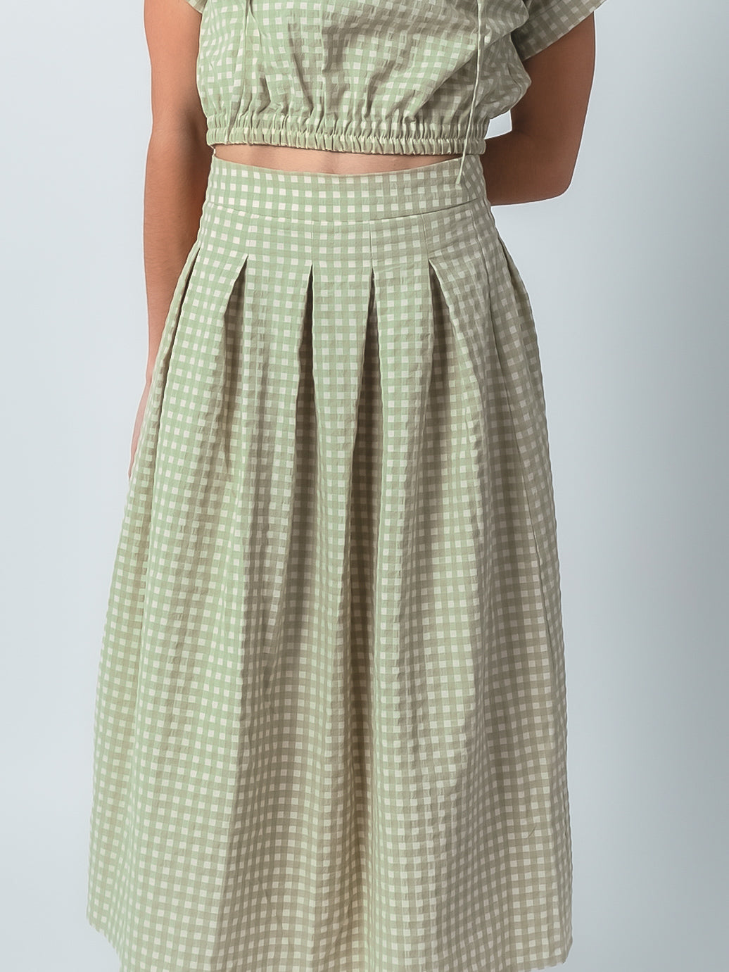 CONJUNTO DE FALDA Y TOP VICHY ROMANCE VERDE