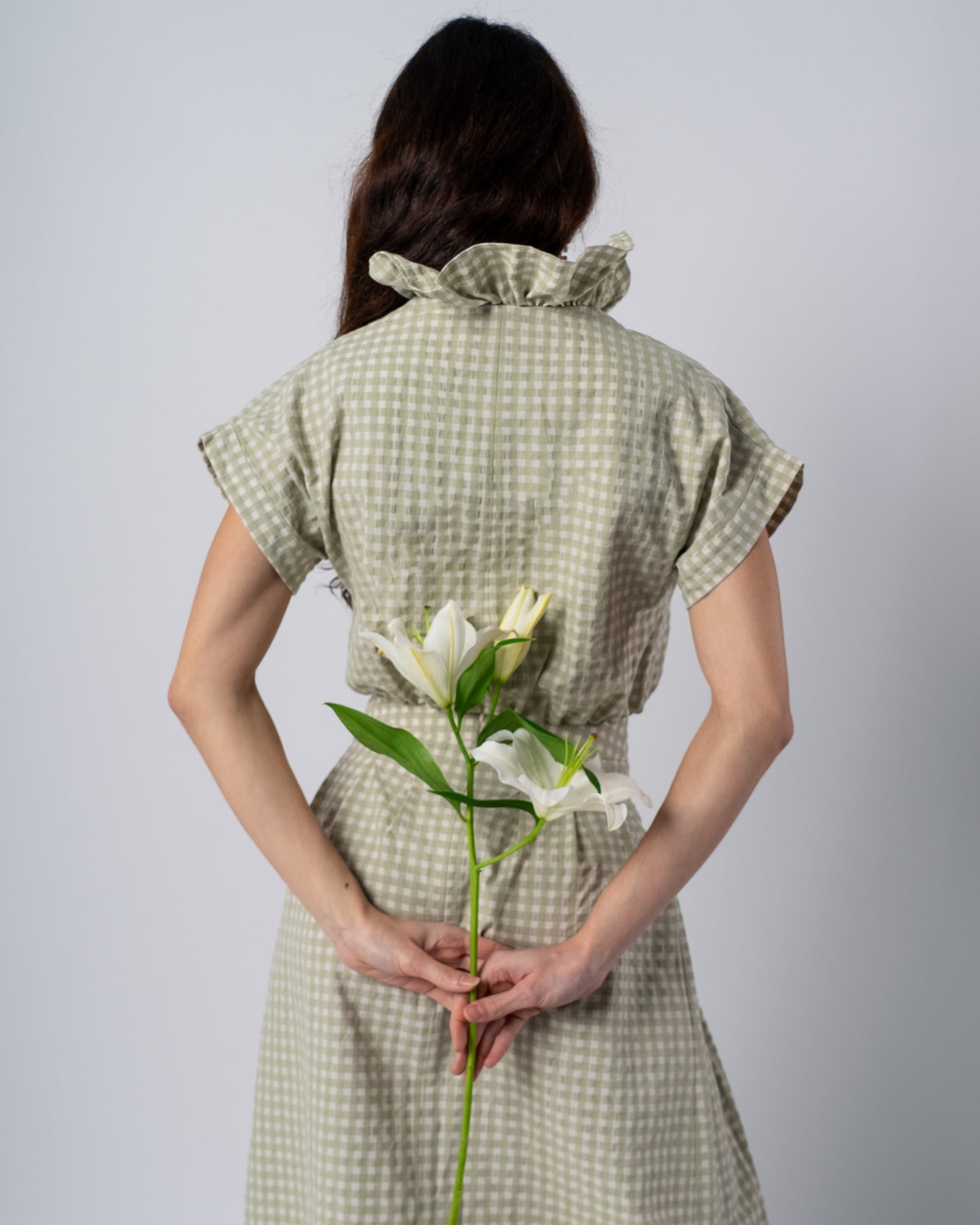 CONJUNTO DE FALDA Y TOP VICHY ROMANCE VERDE