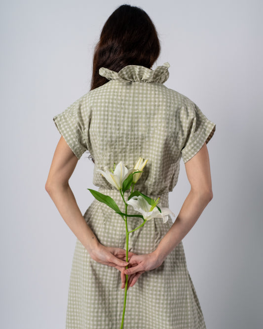 CONJUNTO DE FALDA Y TOP VICHY ROMANCE VERDE