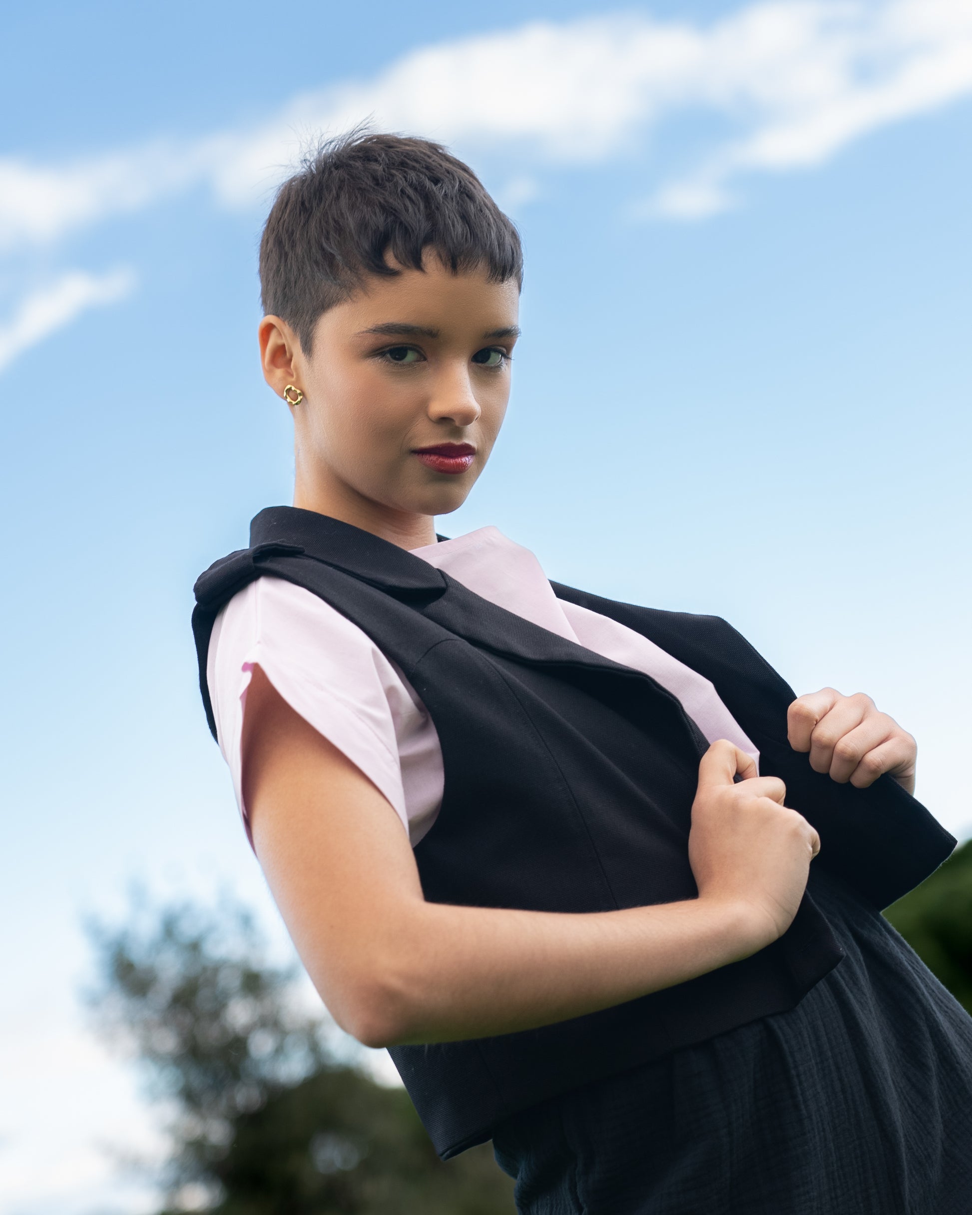 Chaleco CROP negro de algodón