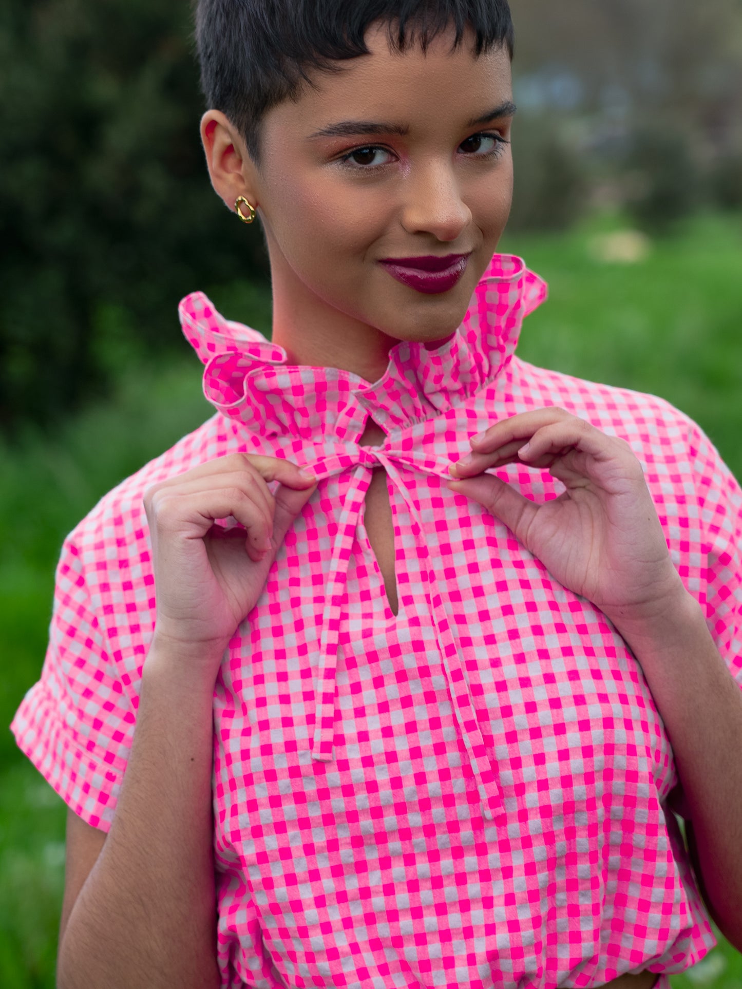 BLUSA VICHY ROMANCE ROSA