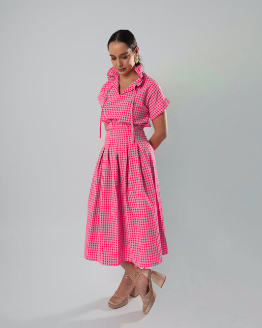 CONJUNTO DE FALDA Y TOP VICHY ROMANCE FLÚOR