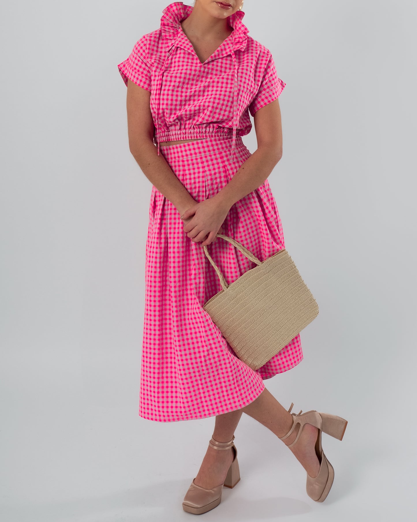 CONJUNTO DE FALDA Y TOP VICHY ROMANCE FLÚOR