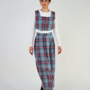 Falda highbloom — viyela de algodón, cuadro escocés.