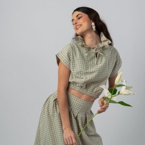 Blusa vichy romance verde